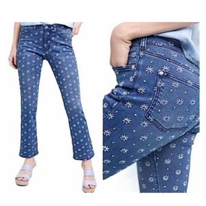 Pilcro Embroidered High-Rise Cropped Bootcut Jeans